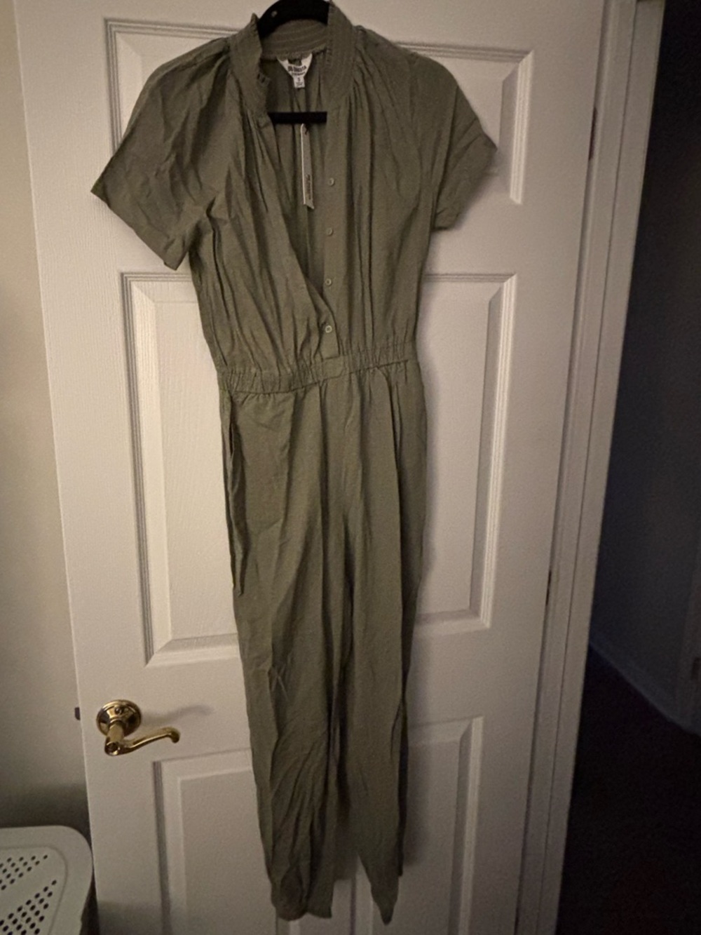 BB Dakota Short-Sleeve Utility Jumpsuit in Olive